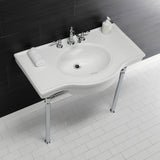 Templeton 37-Inch Ceramic Console Sink with Stainless Steel Legs (8-Inch, 3-Hole)