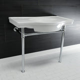Templeton 37-Inch Ceramic Console Sink with Stainless Steel Legs (8-Inch, 3-Hole)