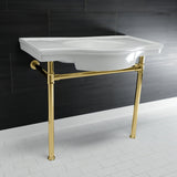 Templeton 37-Inch Ceramic Console Sink with Stainless Steel Legs (8-Inch, 3-Hole)