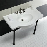 Templeton 37-Inch Ceramic Console Sink with Stainless Steel Legs (8-Inch, 3-Hole)