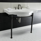 Templeton 37-Inch Ceramic Console Sink with Stainless Steel Legs (8-Inch, 3-Hole)