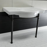 Templeton 37-Inch Ceramic Console Sink with Stainless Steel Legs (8-Inch, 3-Hole)