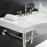 Templeton 37-Inch Ceramic Console Sink with Stainless Steel Legs (8-Inch, 3-Hole)