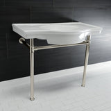 Templeton 37-Inch Ceramic Console Sink with Stainless Steel Legs (8-Inch, 3-Hole)
