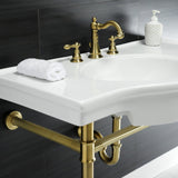 Templeton 37-Inch Ceramic Console Sink with Stainless Steel Legs (8-Inch, 3-Hole)
