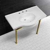 Templeton 37-Inch Ceramic Console Sink with Stainless Steel Legs (8-Inch, 3-Hole)
