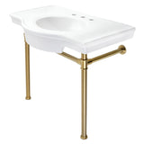Templeton 37-Inch Ceramic Console Sink with Stainless Steel Legs (8-Inch, 3-Hole)