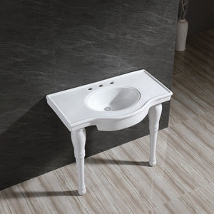 Templeton 37-Inch Ceramic Console Sink with Legs (8-Inch, 3-Hole)
