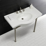 Templeton 37-Inch Ceramic Console Sink with Stainless Steel Legs (8-Inch, 3-Hole)