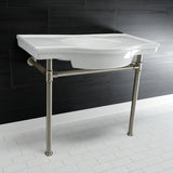 Templeton 37-Inch Ceramic Console Sink with Stainless Steel Legs (8-Inch, 3-Hole)