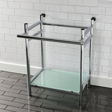 Fauceture Stainless Steel Console Sink Base with Glass Shelf