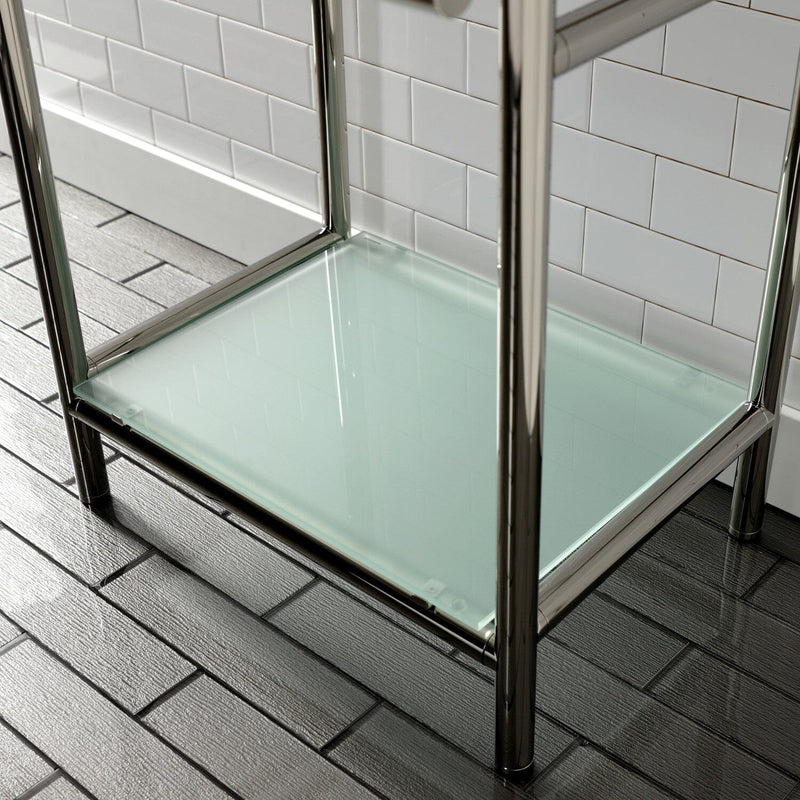 Fauceture Stainless Steel Console Sink Base with Glass Shelf