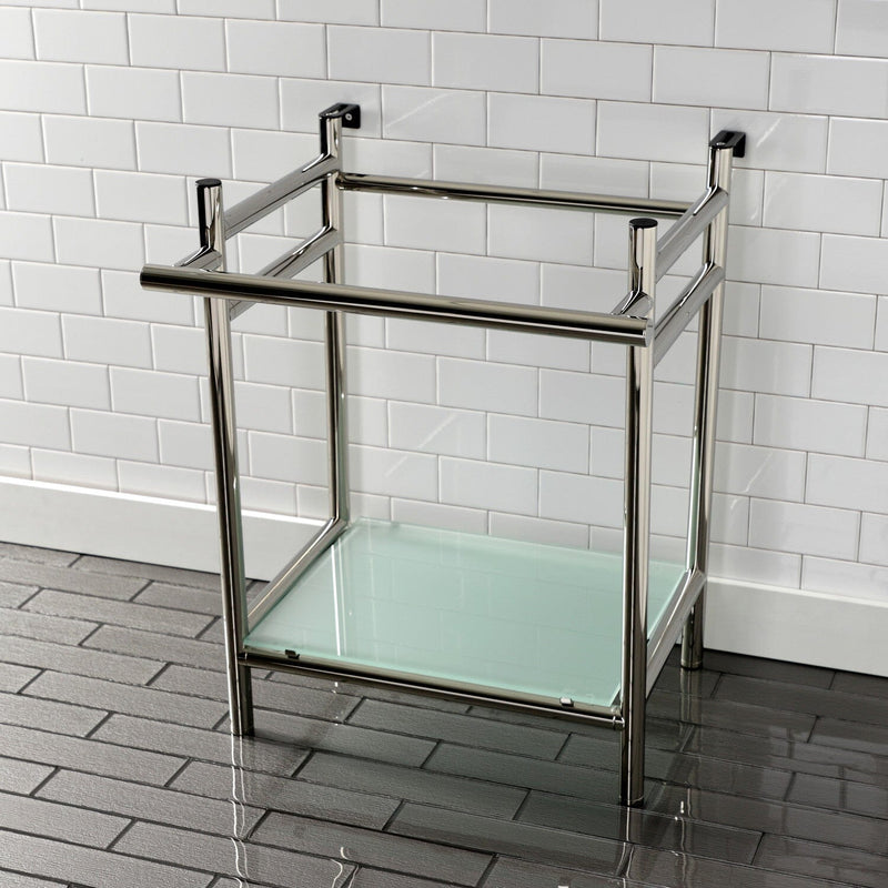 Fauceture Stainless Steel Console Sink Base with Glass Shelf
