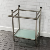 Fauceture Stainless Steel Console Sink Base with Glass Shelf