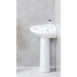 Venus 27-Inch Ceramic Corner Pedestal Sink (Single Hole)