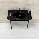 Bristol 36-Inch Ceramic Console Sink with Stainless Steel Legs (8-Inch, 3-Hole)