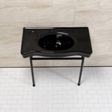 Bristol 36-Inch Ceramic Console Sink with Stainless Steel Legs (8-Inch, 3-Hole)