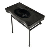 Bristol 36-Inch Ceramic Console Sink with Stainless Steel Legs (8-Inch, 3-Hole)