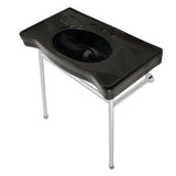 Bristol 36-Inch Ceramic Console Sink with Stainless Steel Legs (8-Inch, 3-Hole)