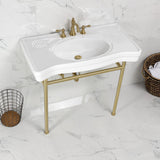 Bristol 36-Inch Ceramic Console Sink with Stainless Steel Legs (8-Inch, 3-Hole)