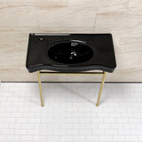 Bristol 36-Inch Ceramic Console Sink with Stainless Steel Legs (8-Inch, 3-Hole)