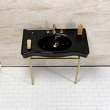 Bristol 36-Inch Ceramic Console Sink with Stainless Steel Legs (8-Inch, 3-Hole)