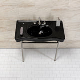 Bristol 36-Inch Ceramic Console Sink with Stainless Steel Legs (8-Inch, 3-Hole)