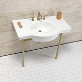 Manchester 37-Inch Ceramic Console Sink with Stainless Steel Legs (8-Inch, 3-Hole)