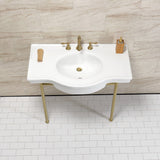 Manchester 37-Inch Ceramic Console Sink with Stainless Steel Legs (8-Inch, 3-Hole)