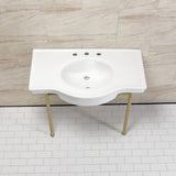 Manchester 37-Inch Ceramic Console Sink with Stainless Steel Legs (8-Inch, 3-Hole)