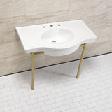 Manchester 37-Inch Ceramic Console Sink with Stainless Steel Legs (8-Inch, 3-Hole)