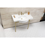 Manchester 37-Inch Ceramic Console Sink with Stainless Steel Legs (8-Inch, 3-Hole)