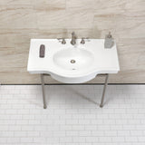 Manchester 37-Inch Ceramic Console Sink with Stainless Steel Legs (8-Inch, 3-Hole)