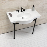 Manchester 37-Inch Ceramic Console Sink with Stainless Steel Legs (8-Inch, 3-Hole)
