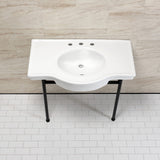 Manchester 37-Inch Ceramic Console Sink with Stainless Steel Legs (8-Inch, 3-Hole)