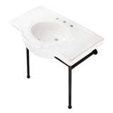 Manchester 37-Inch Ceramic Console Sink with Stainless Steel Legs (8-Inch, 3-Hole)