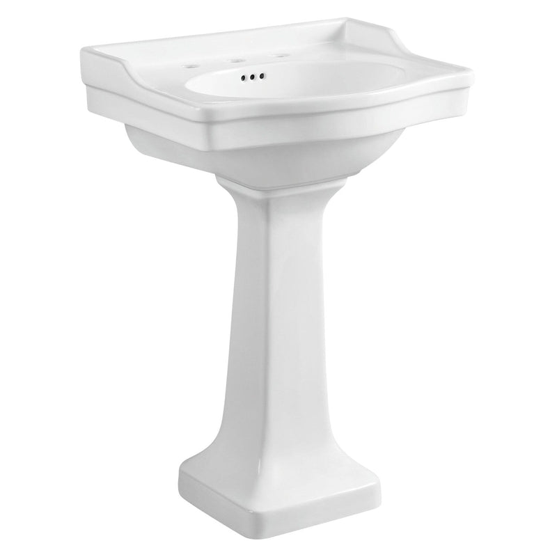 Imperial 24-3/16 Inch Wall Mount Pedestal Sink (8-Inch, 3-Hole)