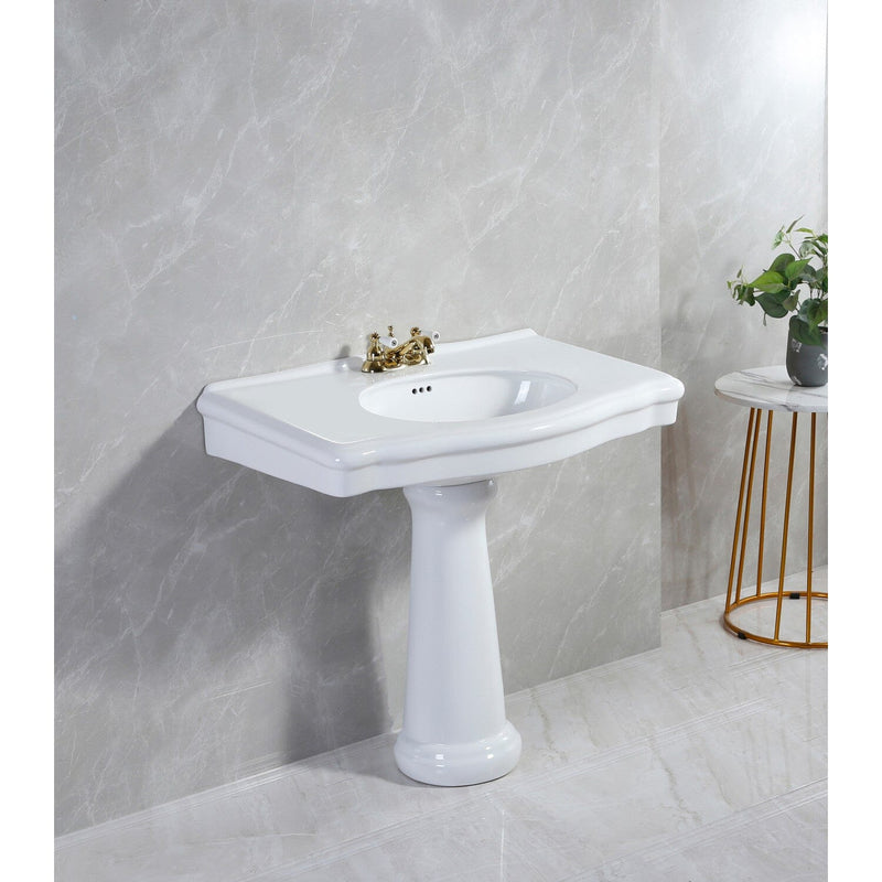 Sovereign 35-Inch Ceramic Pedestal Sink (4-Inch, 3-Hole)