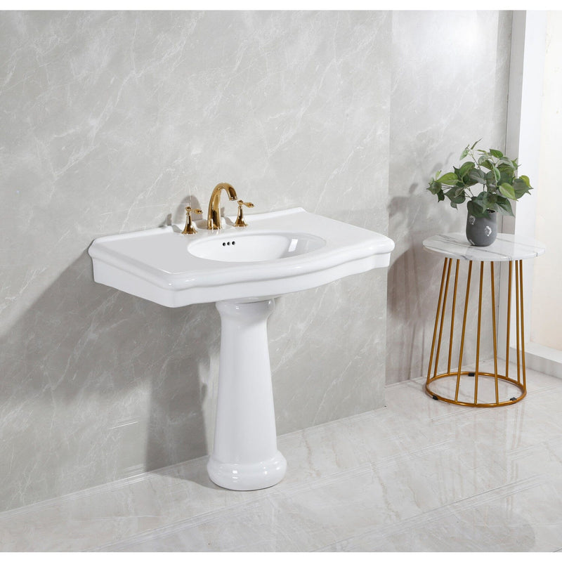 Sovereign 35-Inch Ceramic Pedestal Sink (8-Inch, 3-Hole)