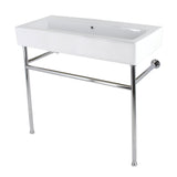 New Haven 39-Inch Porcelain Console Sink with Stainless Steel Legs