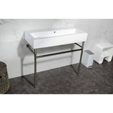 New Haven 39-Inch Porcelain Console Sink with Stainless Steel Legs
