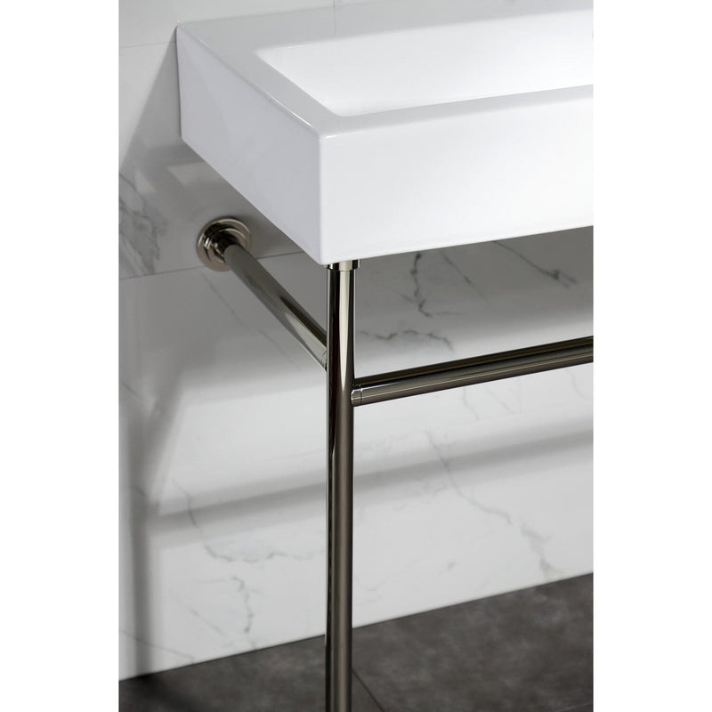 New Haven 39-Inch Porcelain Console Sink with Stainless Steel Legs