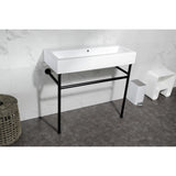 New Haven 39-Inch Porcelain Console Sink with Stainless Steel Legs (8-Inch, 3-Hole)