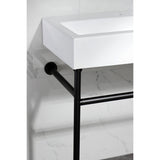 New Haven 39-Inch Porcelain Console Sink with Stainless Steel Legs (8-Inch, 3-Hole)