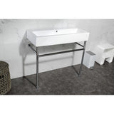 New Haven 39-Inch Porcelain Console Sink with Stainless Steel Legs (8-Inch, 3-Hole)