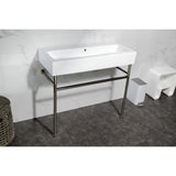 New Haven 39-Inch Porcelain Console Sink with Stainless Steel Legs (8-Inch, 3-Hole)