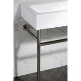 New Haven 39-Inch Porcelain Console Sink with Stainless Steel Legs (8-Inch, 3-Hole)