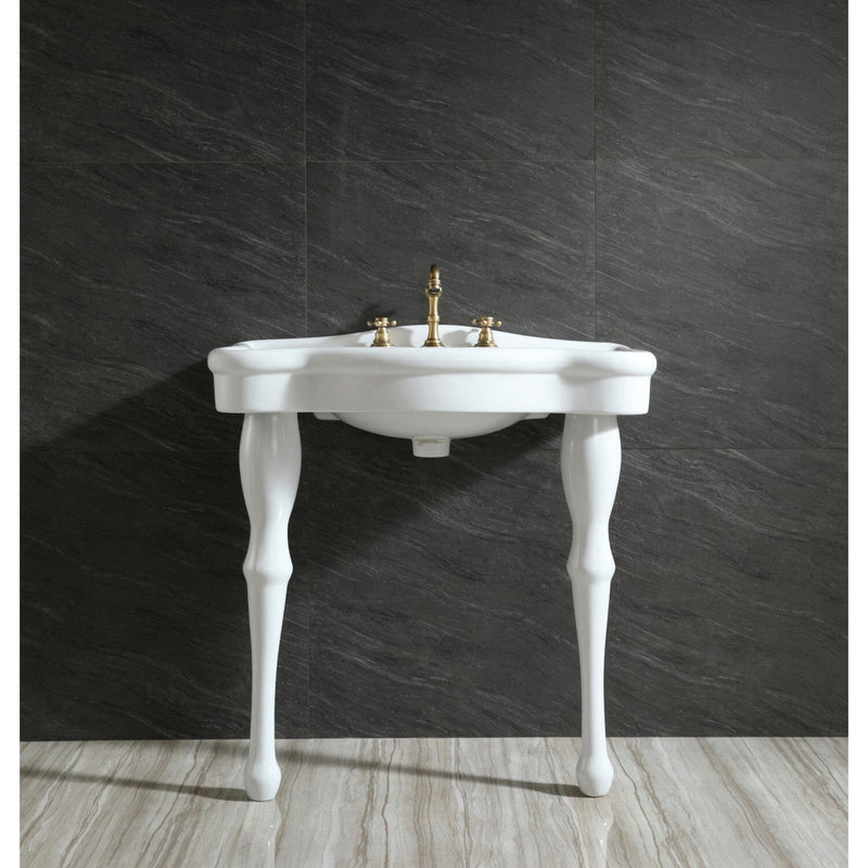 Imperial 32-Inch Ceramic Console Sink with Ceramic Legs (8-Inch, 3-Hole)