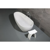 Arcticstone 72-Inch Solid Surface Egg Shaped Double Ended Freestanding Tub with Drain