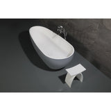 Arcticstone 72-Inch Solid Surface Egg Shaped Double Ended Freestanding Tub with Drain